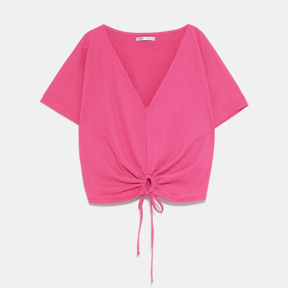 Brandnew Zara Texture Tshirt with knot size Medium